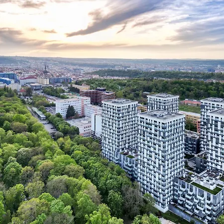 Prague Apartment In Residential Tower - Parking Exterior photo