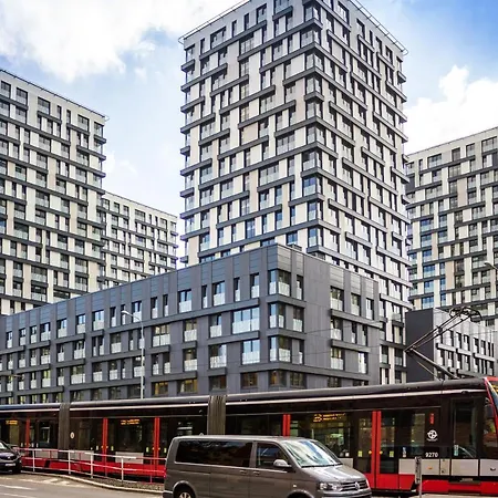 Prague Apartment In Residential Tower - Parking Exterior photo