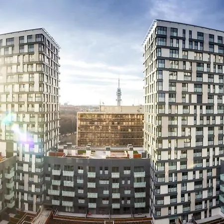Prague Apartment In Residential Tower - Parking Exterior photo